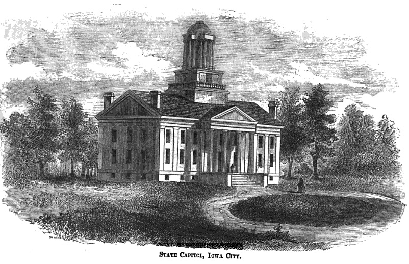 <a href="/content/Iowa_Old_Capitol_Building" style="color:blue">Iowa Old Capitol Building</a>, Iowa City, 1855